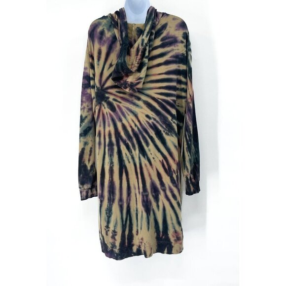 Torrid French Terry Tie Dye Hoodie Dress Sweatshirt Midi Plus Size Size 1 - Picture 4 of 11